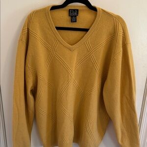 Jos. A. Bank Men's XXL Yellow V-Neck Sweater 80% Lambs Wool